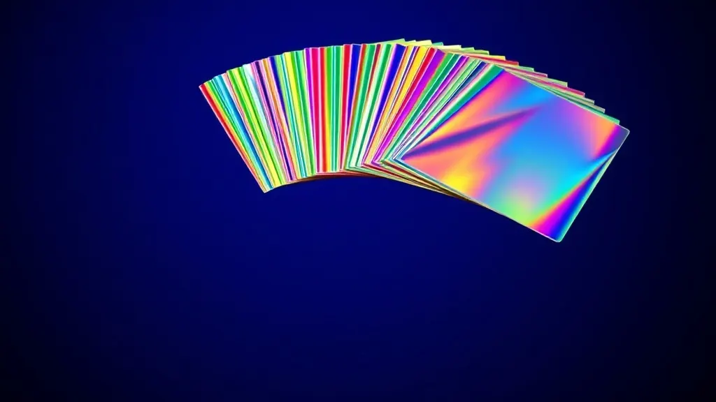 Cartes à collectionner holographiques en éventail